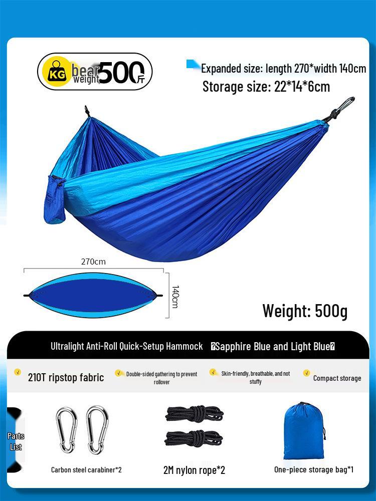 Portable Nisi Fabric Anti-Rollover Hammock for Camping and Travel