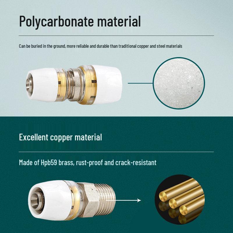 Aluminum-Plastic Pipe Joint Accessories for PERT Floor Heating 1216 & 2025 Quick-Connect Geothermal Pipe Repair