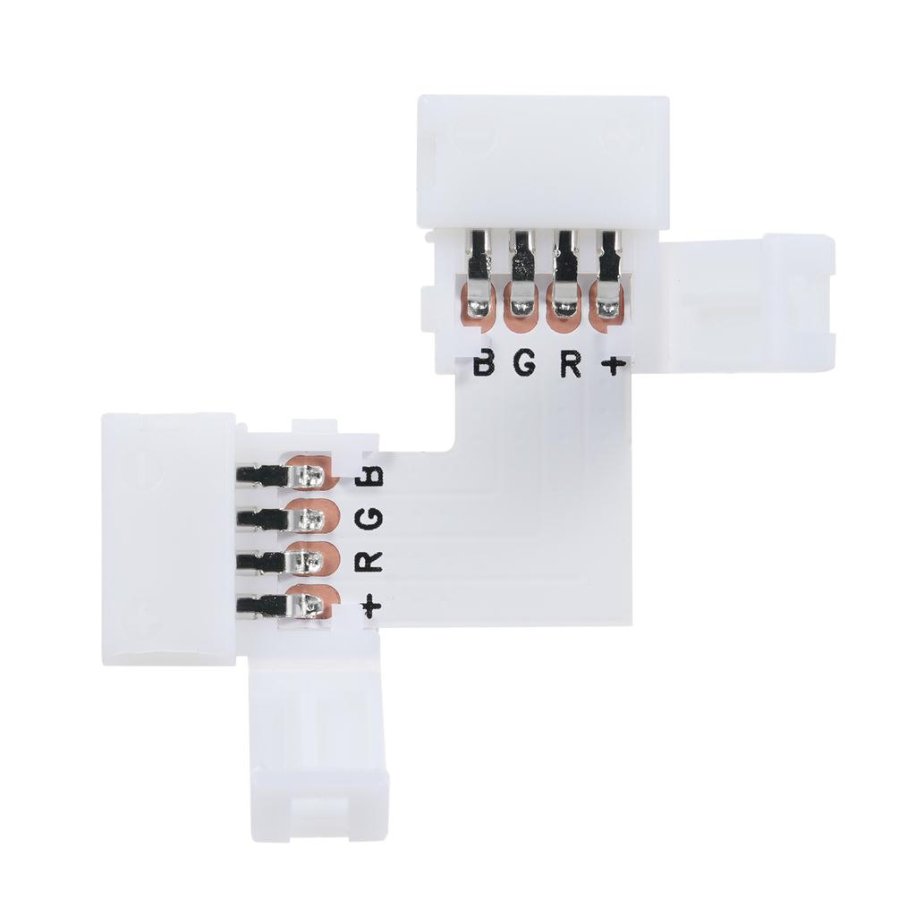 10Pcs LED Strip Connectors L Shape 4-Pin with 20Pcs Connector Clips for RGB SMD 5050 3528 LED Light Strips