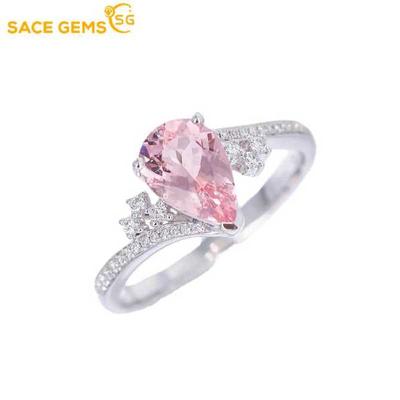 Klassischer Luxus-Wassertropfen-Form-Rosa-Zirkon-Ring-Damenschmuck-Hochzeits-Versprechen-Party-Geschenk