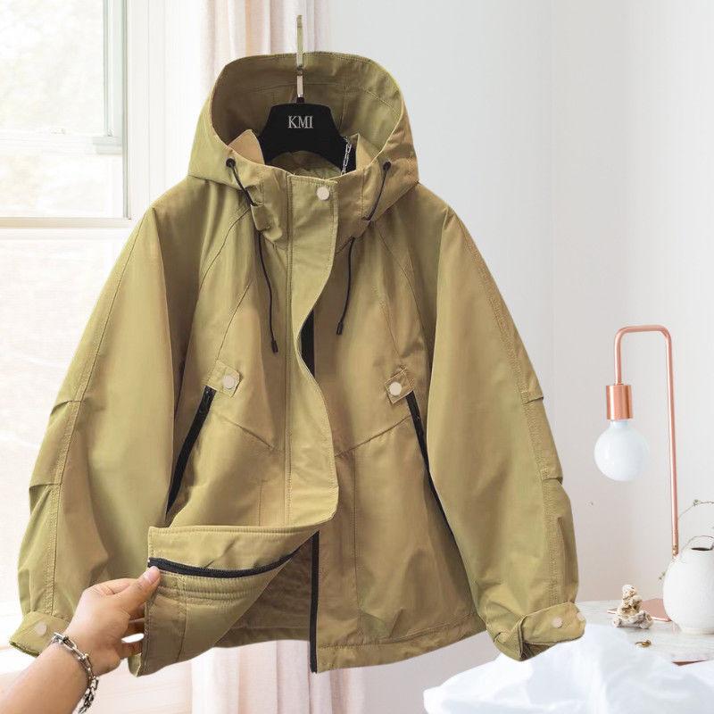Hooded Casual Loose Fit Women's Jacket Zipper Casual Fashionable Windbreaker Loose Female Coats