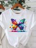 (Asian Size) trend butterfly cute Women Printed Lady Casual Short Sleeve T Tee Top Clothing Shirt Fashion Female Graphic T-shirts