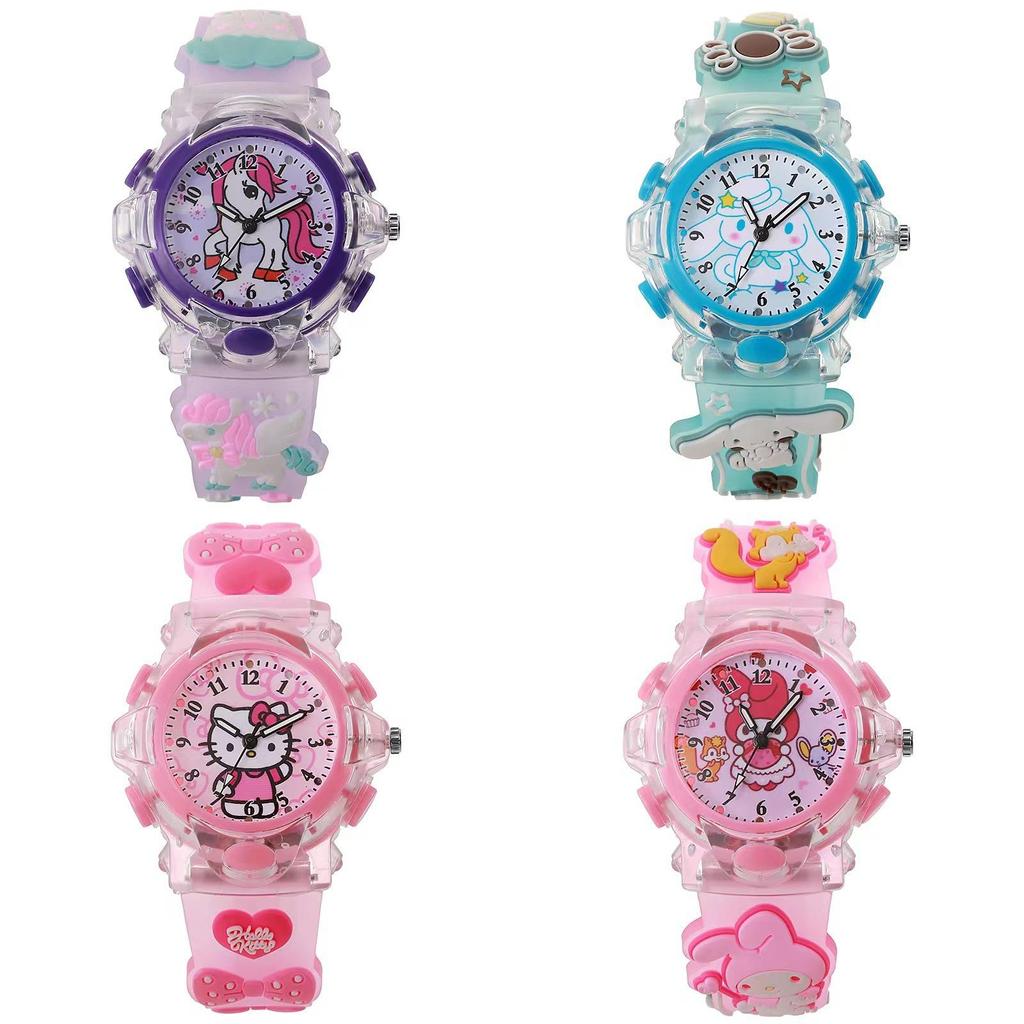 Hello Kitty Kinder-Quarz-Uhr mit Nachtlicht und Silikonarmband für Kinder Geschenk