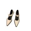 Mary-Jane-Schuhe für Damen, Pumps mit niedrigem Absatz, klobiger Blockabsatz, bequeme Abendschuhe, spitze Mary-Jane-Pumps mit geschlossener Zehenpartie und verstellbarem Riemen