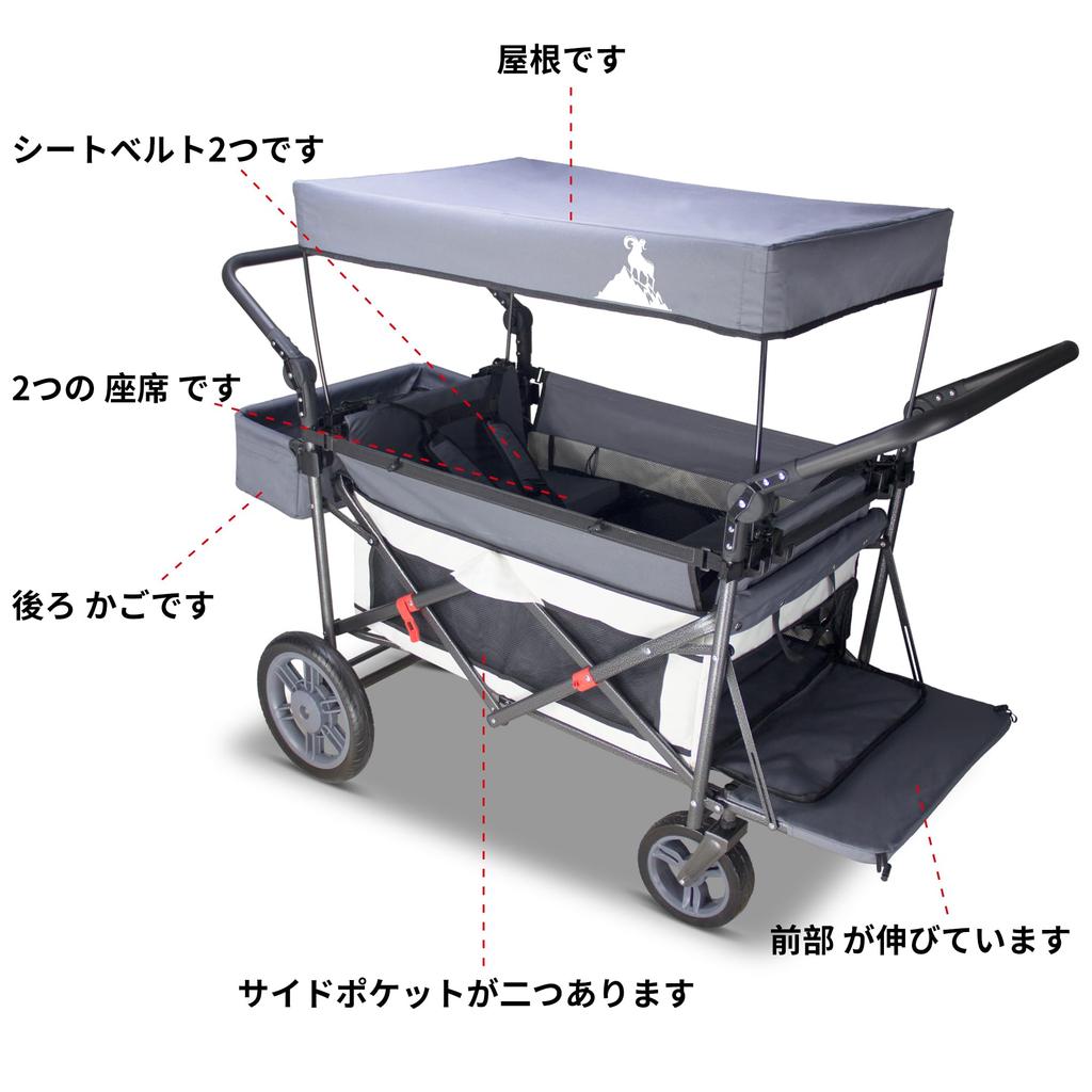 Topwell Carry Wagon mit Outdoor-Wagen mit Sitz und Sitz, große Kapazität, 120 kg Tragkraft, Outdoor-Wagen, geeignet für Familien im Freien und zum Tragen schwerer Lasten