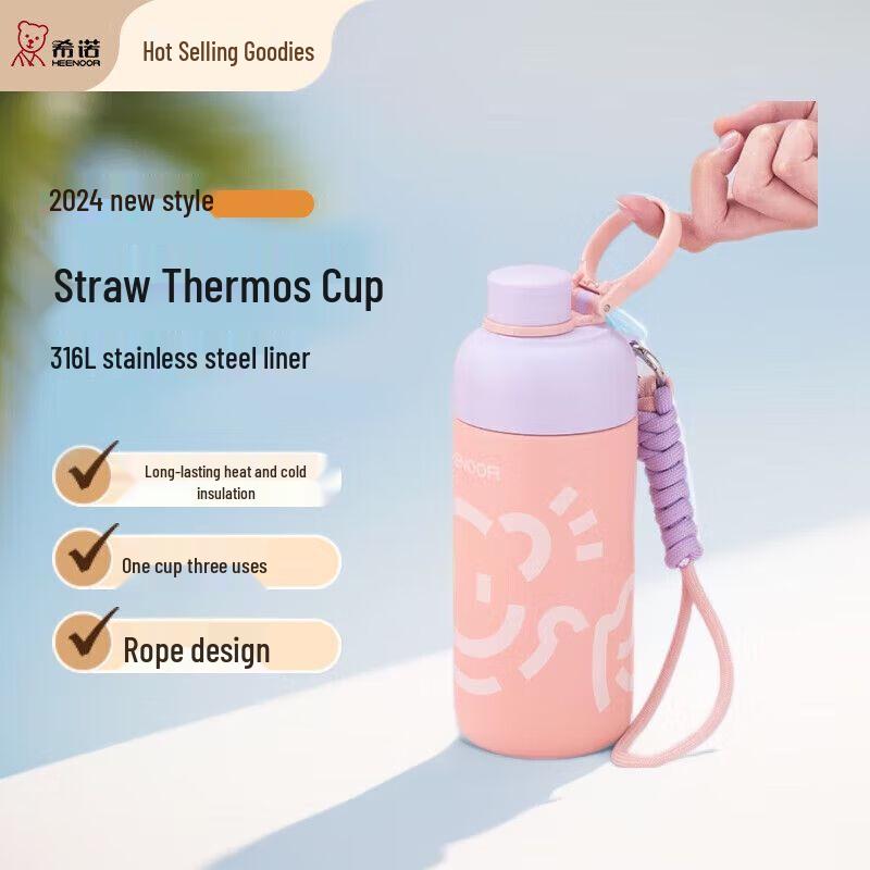 Heenoor Kids Cartoon Straw Insulated Bottle