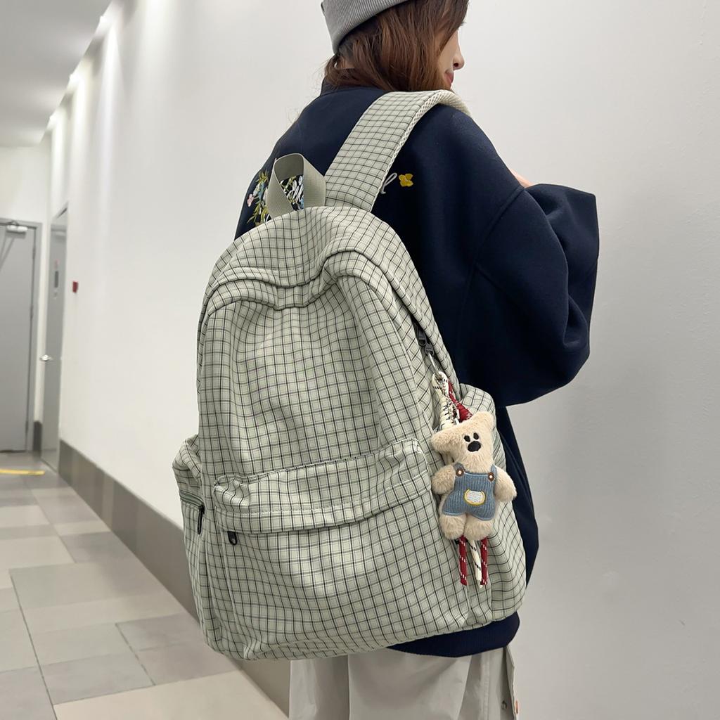 Schoolbag Junior high school student schoolbag female ins niche travel high school college student lightweight backpack versatile new plaid backpack