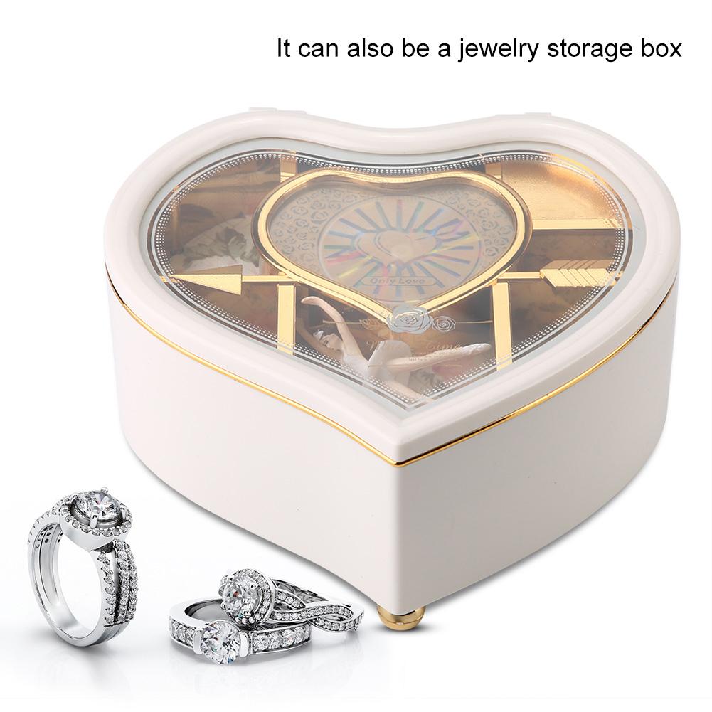 Heart Shaped Dance Ballet Music Box Jewelry Spinning Music Box Gift Present