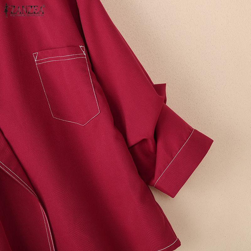 ZANZEA Women Casual Round Neck Loose Half Sleeve Blouse