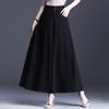 Women's Black High-Waisted Wide-Leg Skort Pants - Loose, Drapey Cropped Trousers for Spring/Summer
