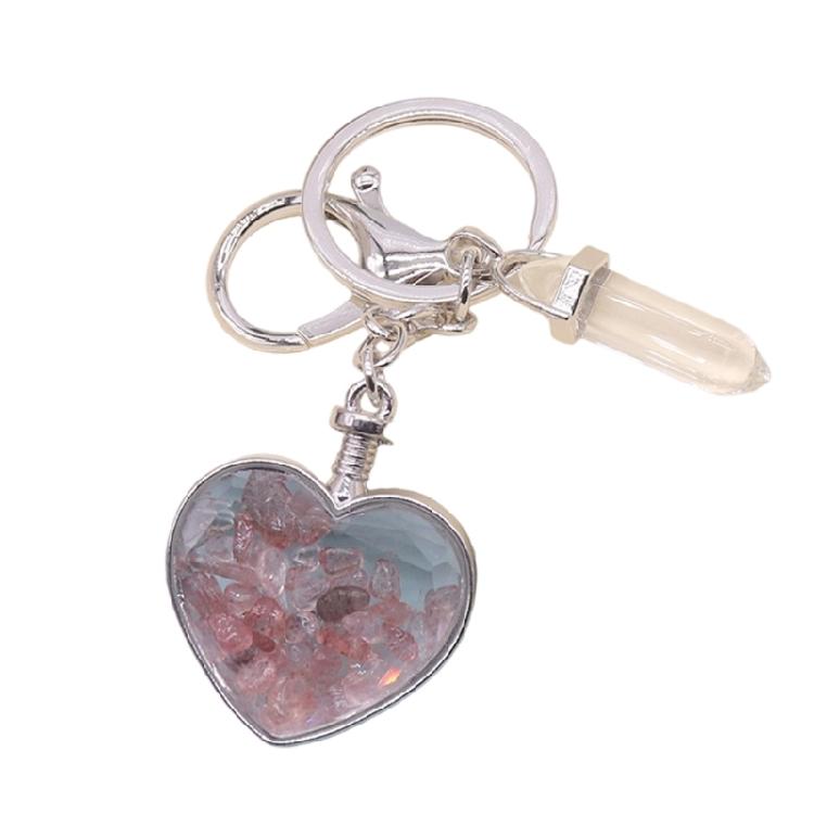 Long Time Use Natural Stone Heart Shaped Photo Frame Keychain Resistant Wear Tear Ideal Meaningful Carry Item Gift