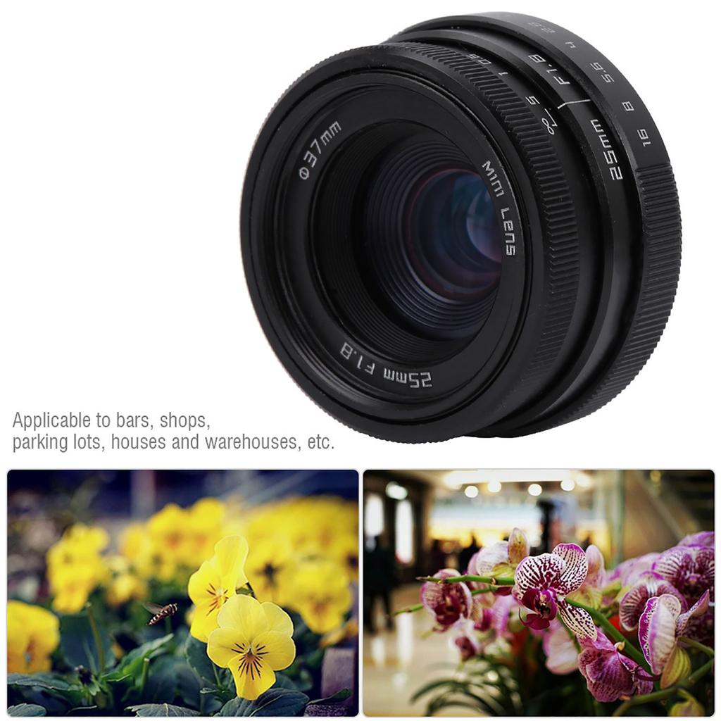 25mm F1.8   CCTV C Mount Wide Angle Lens for   Mirrorless Camera (black)