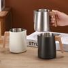 Kaffee Milchaufschäumkännchen Krug 304 Edelstahl Präzisionsskala Verbrühschutz Holzmaserung Griff Professionelle Kaffeeutensilien