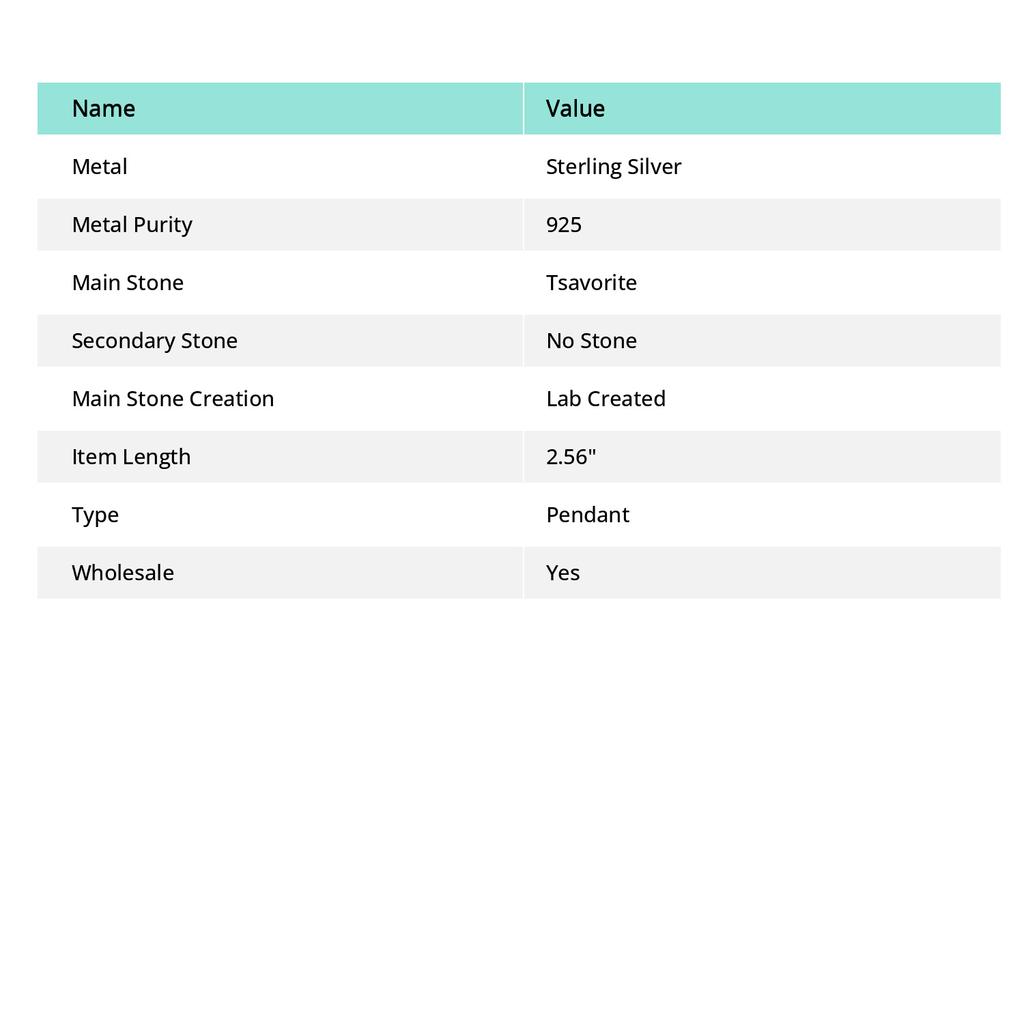 Natural Tsavorite Gemstone 925 Sterling Silver Jewelry Pendant 2.56" v6T66