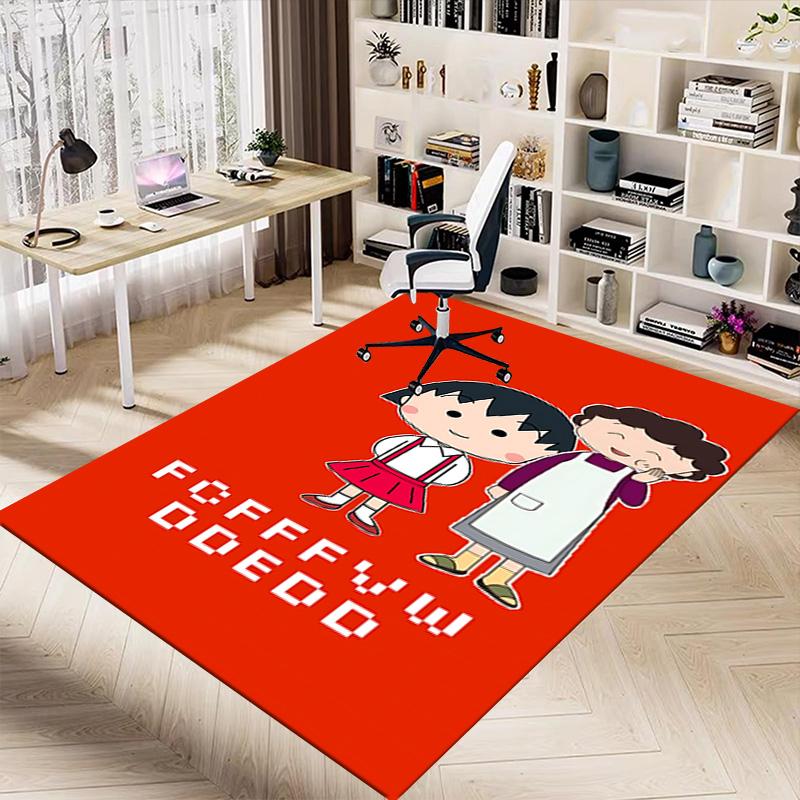 1 Stück Chibi Maruko Chan Abenteuer Teppich für Spielzimmer Schlafzimmer Wohnzimmer Sofa Heimdekoration, Kinder Spielbereich Teppich Rutschfeste Bodenmatte Y72816