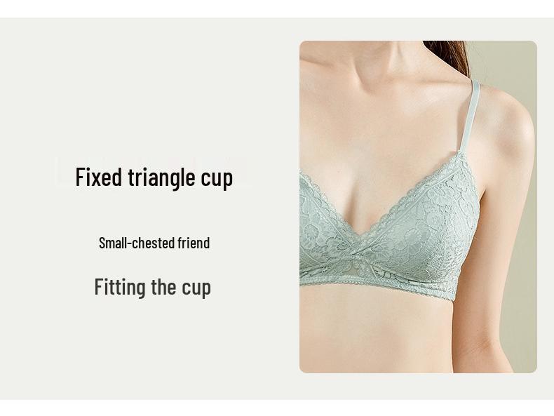 French Lace Push-Up Triangle Bra - Seamless, Thin Straps, Anti-Sagging Design for Women