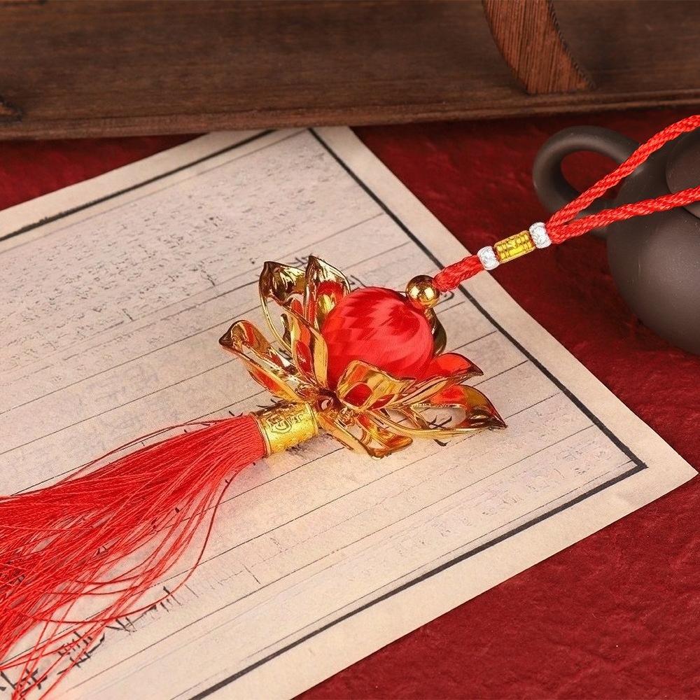 1pc Chinese Style Lotus Flower Lantern Pendant Red Tassel Hanging Decor New Year Indoor Outdoor Festive Ornament Home Decoration