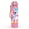 1PC Bright Pastel Unicorn Character Print 750ml Color Plastic Sports Water Bottle Leakproof Flip Straw Lid Suitable for Sports Office Home Use