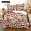 Merry Christmas Duvet Cover Set Twin King Queen Cartoon Santa Claus Bedding Set Polyester Christmas Gingerbread Man Quilt Cover