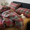 100% Cotton Bedding Set Simple Plaid Dorm Guest Room Bed Sheet Duvet Cover Pillowcase