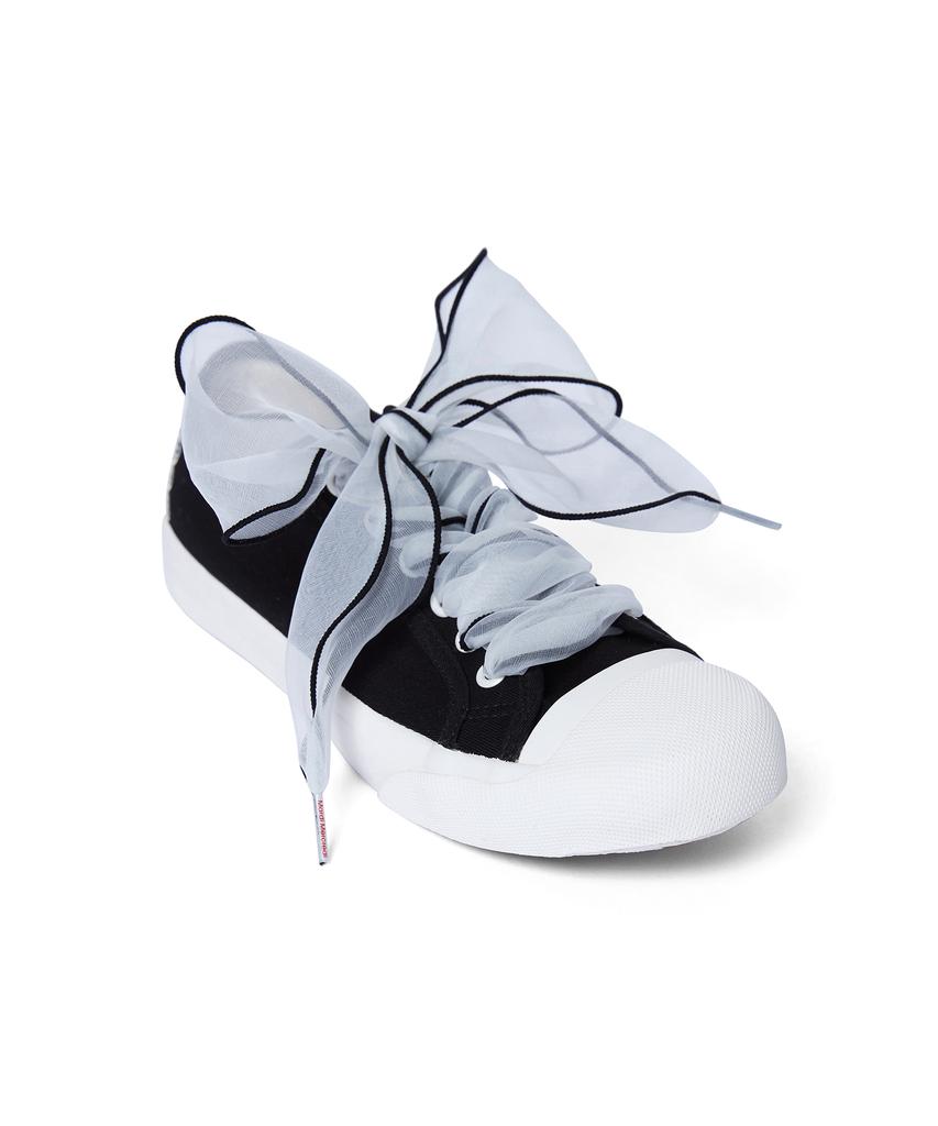 [mardimercredi] Ribbon Shoelace - White Black