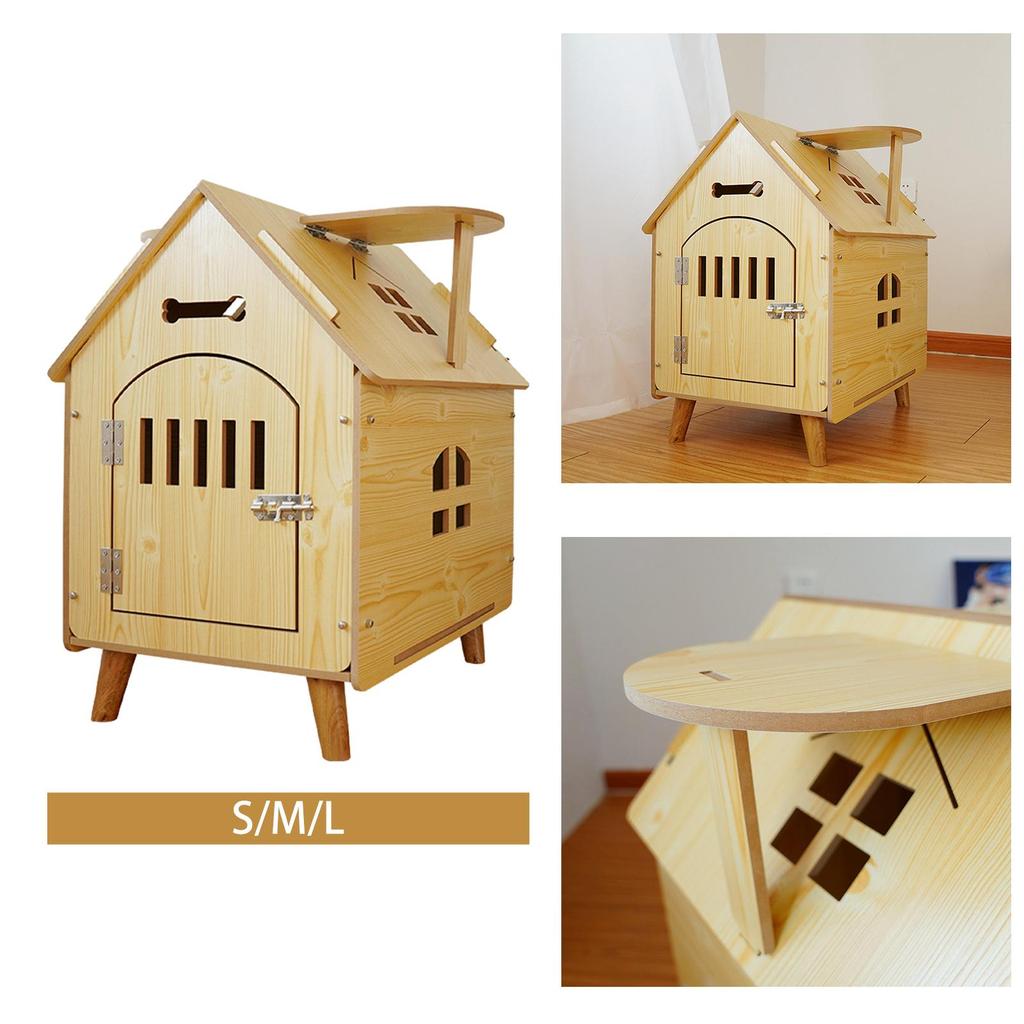 Wooden Pet House Breathable Dog Crate for Cat Puppy Small Medium Dogs