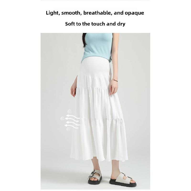 Maternity Skirt for Summer, Women's Mid-length Loose-fitting Slimming Flared Skirt with High Waist
