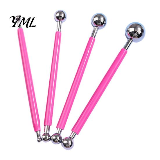 Clay Modeling Tools 4Pcs Polymer Shaping Tool Set, Sculpting Stick with Stainless Art Craft Supplies Steel Ball, 4 Size DIY Fondant Pottery Decorating