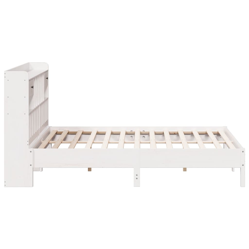Solid Wood Bed with Shelf Without Mattress White 180x200 cm Pine