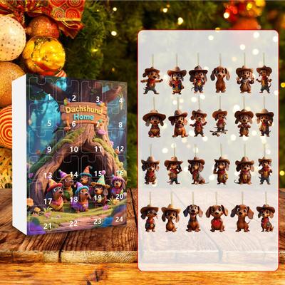 Dachshund Advent Calendar 2025 Christmas Countdown Calendar 24 Days 2D Acrylic Dog Ornaments for Christmas Tree Decoration Gifts