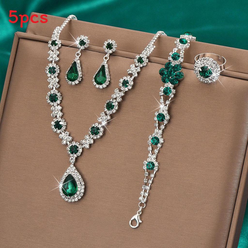 Water Drop Bridal Jewelry Set With Rhinestone Earrings And Necklace For Elegant Wedding Accessories