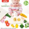 Toy Wooden Kitchen Set Fruits Vegetables Children Pretend Cooking Activities