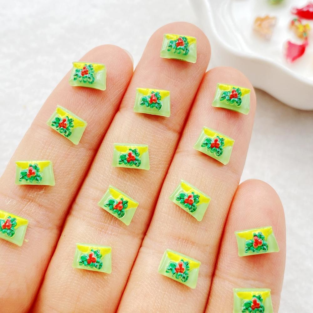 50pcs Resin Mini Cartoon Santa Claus Snowman Deer Bell Cane Christmas Tree Flat Back Nails Art Decor DIY Scrapbook Accessories