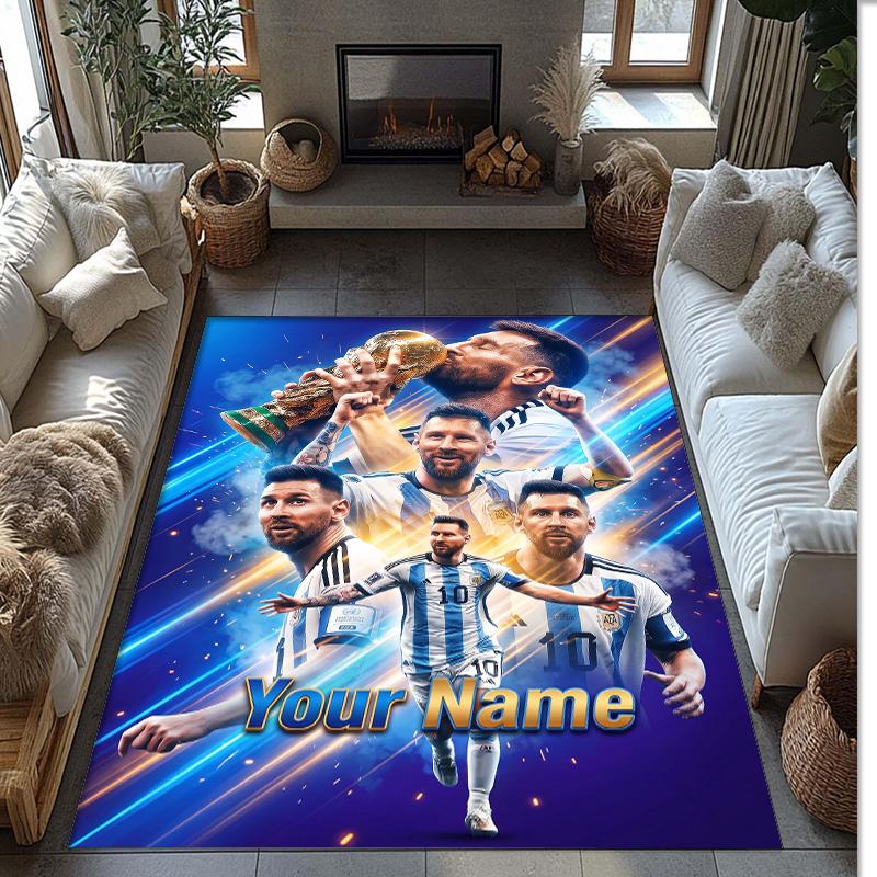 Tappeto in Cristallo Vellutato Stampato Lionel Messi Tappeto Antiscivolo in Cristallo Vellutato Per Divano Camera da Letto Decorazione Interna della Casa