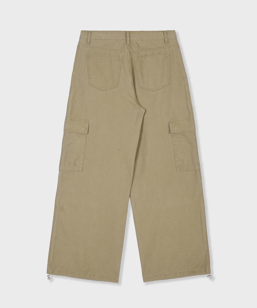GLW Washed Pocket Parachute Cargo Pants Beige