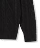 Nodu Fisherman Cable Round Neck Semi-Oversized Long Sleeve Knit Cable Knit Cardigan [Black]