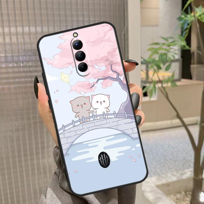 Cartoon Peach Mochi Cat Back Case For Nubia Red Magic 8 8S Pro Plus 6S 7S 6 7 Pro Red Magic 5G 5S 6R Phone Cover