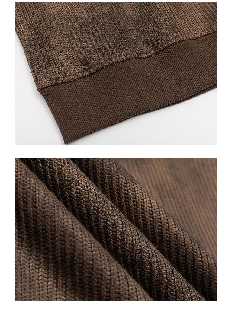 Men's Retro Heavyweight Knit Hoodie - Loose Casual Style for Autumn and Spring