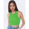 Women's Polo Neck Short Sleeve Ribbed Crop Tops Slim Fit Solid Color Sports Bras