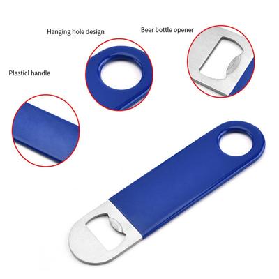 Ouvre-bouteille de barman Ouvre-bouteilles de bière Acier inoxydable revêtu de caoutchouc