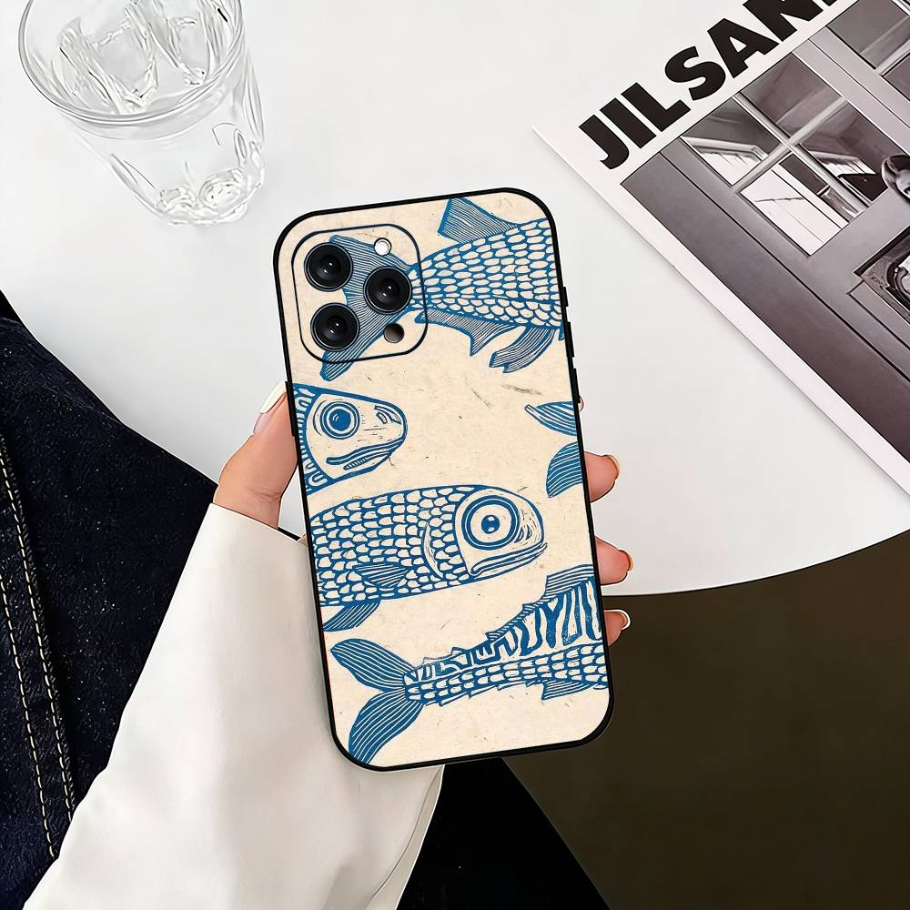 S-Sardines F-Fish Art Phone Case For iPhone 17, 16,15,14,13,12,11 Plus,Pro Max, Others Soft Black Cover