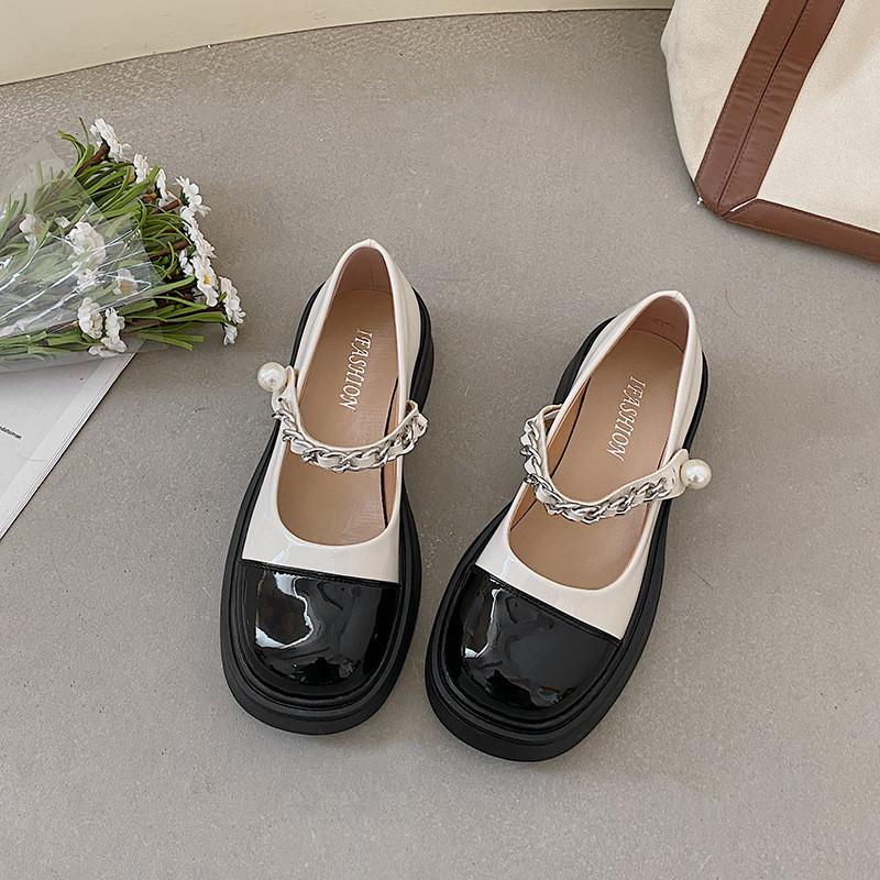 

Туфли Мэри Джейн на платформе, женские, весна-осень 2025, новые, круглые, одинарные туфли, универсальные, черные мокасины в британском стиле 39 бежевый