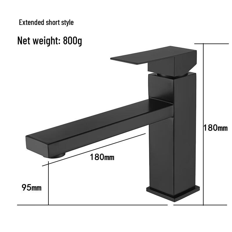 MDNG 304 Stainless Steel Black Square Hot & Cold Bathroom Faucet