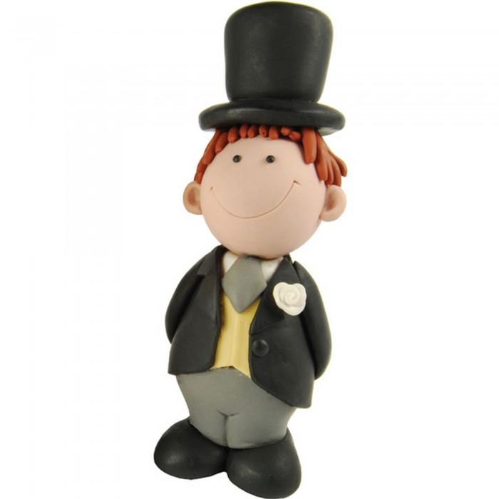 Creative Party Brunette Groom Wedding Cake Topper