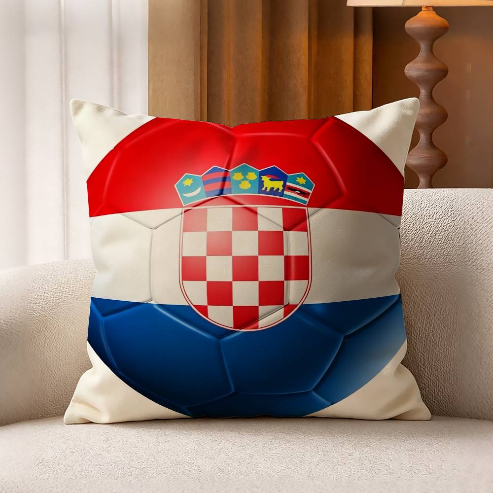 CCroatia FFlag Cotton Linen Square Pillow Covers Home Decor Gifts