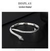 Sterling Silver Snake-Shaped Open Bangle - Unique 999 Fine Silver Jewelry Design