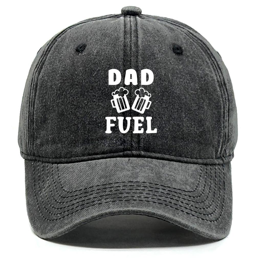 DAD FUEL" Print Snapback Baseball Cap, Father's Day Mesh Hat Raw Brim Trendy Fit Non-Stretch Fabric Adjustable Sun Hat