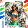 Princess Jasmine Oil Paint Hand Painting Kit Music Tropical Decoration Classic Style Home Decor Art Craft Wall Hanging Set