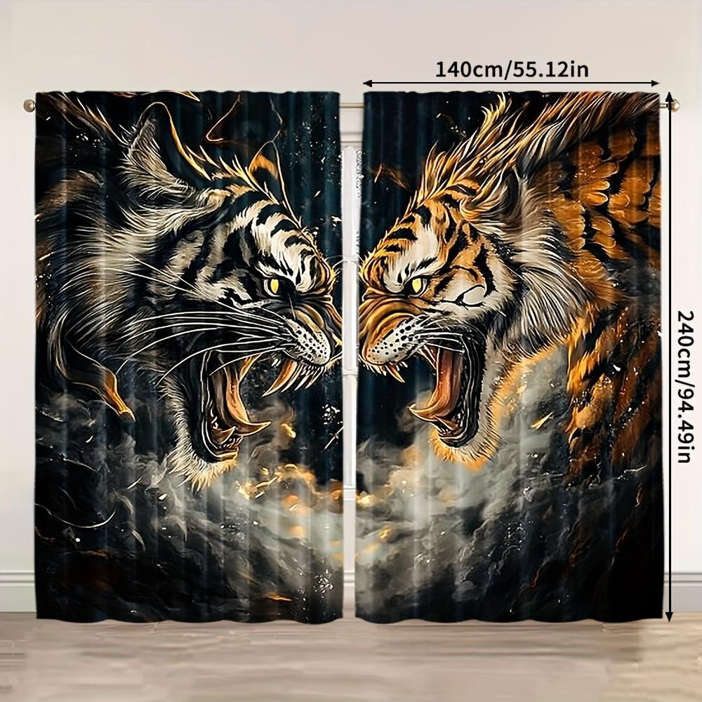 Spring Summer Dragon Vs Tiger Curtains Decorative Indoor Outdoor Use Fits Bedroom Living Room Office Sheer Made Of Polyester Great Window Treatment