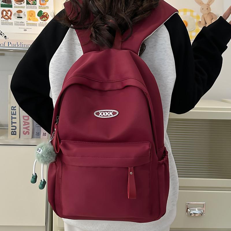 Solid Color Student School Bag Women's Large Capacity Backpack Campus Backpack